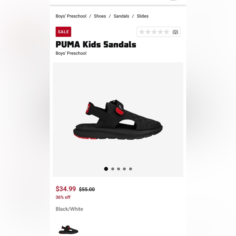 Pumas sandal toddler size 5c